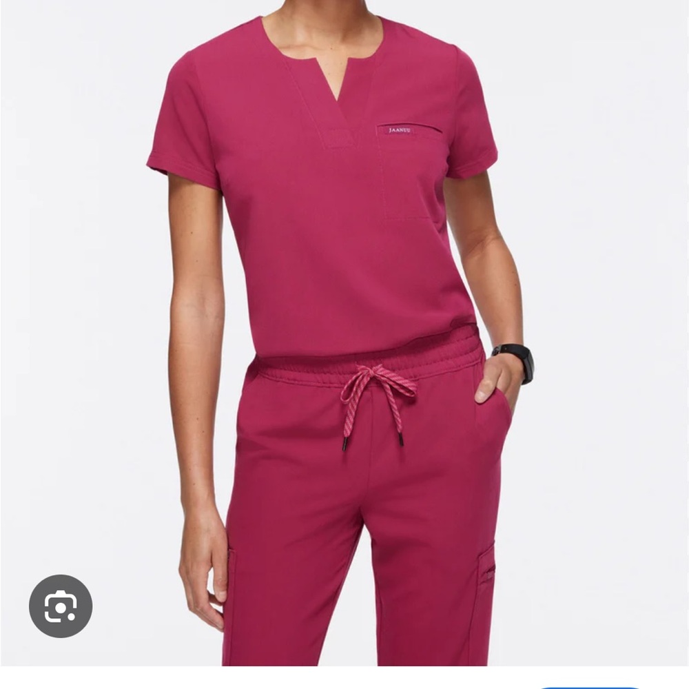 JAANUU Women’s Warm Berry Pink Scrub Set